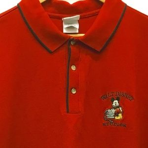Mickey Mouse Red Polo Shirt Men's Large Thick
